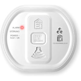 Датчик виявлення CO Ei Electronics Ei208D з LCD-дисплеєм та батареєю на 10 років, автономний, білий
