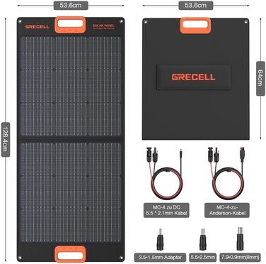 Портативна сонячна панель GRECELL 100 Вт для електростанції, складаний зарядний пристрій 20 В для кемпінгу та подорожей