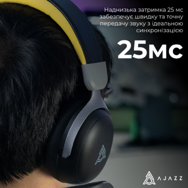 Бездротова ігрова гарнітура Ajazz AHM08 MAX Black Gray Yellow (AHM08-MAX-BGY)
