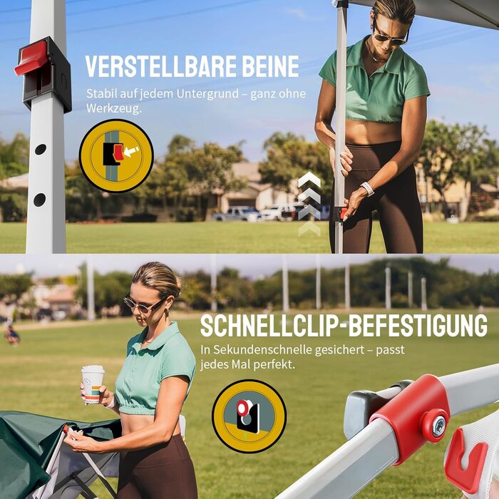 Павільйон CROWN SHADES 3x3: Водостійкий, Зимостійкий, з UV-захистом 50+, для кемпінгу та саду, регульована висота, з сумкою (лісово-зелений)