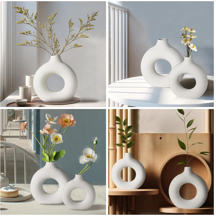 Керамічні вази для квітів Enkinil 2 шт білі