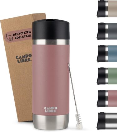 Термокружка Campo Libre Anto I для кави з собою, 450 мл, подвійні стінки, витримує 6 годин тепла, з One-Touch-закриттям, Misty Pink