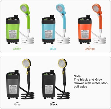Набір для душу на кемпінг Green 6000mAh з цифровим дисплеєм та регулюванням, для дому та подорожей