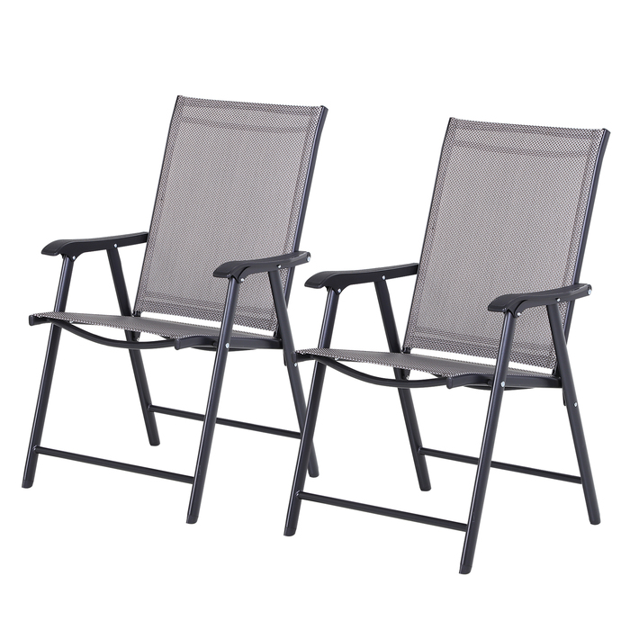 Outsunny Camping Chairs Набір з 2 розкладних крісел Підлокітник Крісло для риболовлі металеве сіре 58x64x94см | Аосом