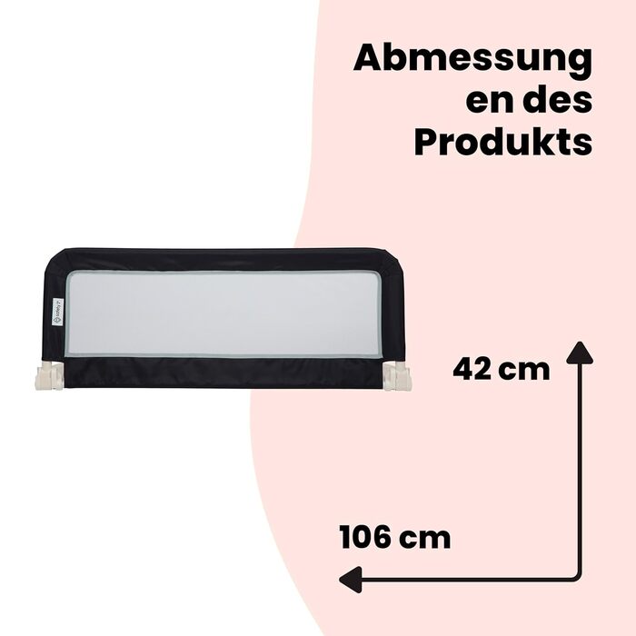 Бортик для ліжка Safety 1st портативний, сірий (18 міс. – 5 років) – захист від випадання, легкий монтаж, автоматичний замок