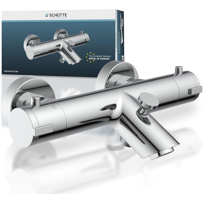 Змішувач для ванни Schütte London з термостатом, захист від ошпарювання 38°C, хром