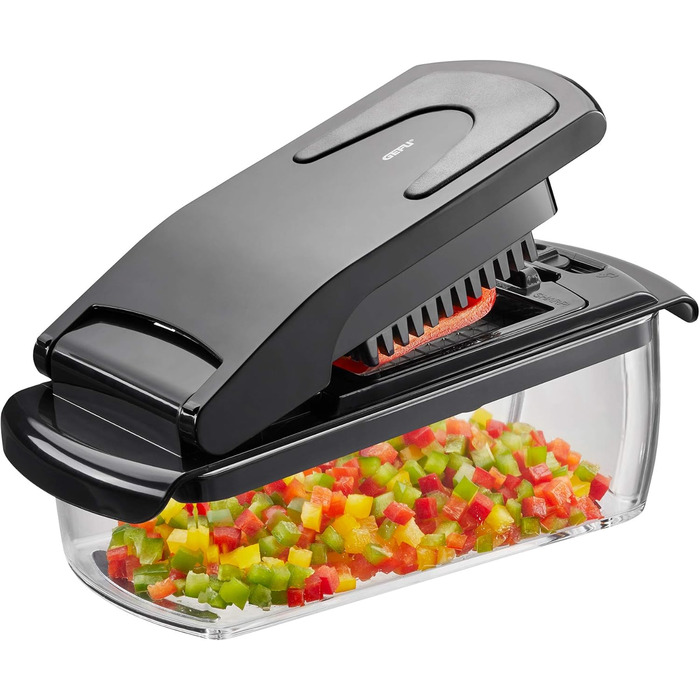 GEFU Треппо - багатофункціональний кухонний нарізчик для овочів, фруктів, сиру та салату (чорний)