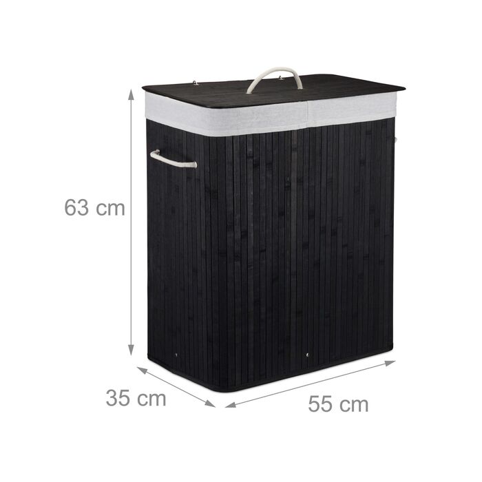 Кошик для білизни Relaxdays з бамбука з 2 відділеннями