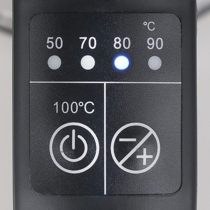 Електричний чайник Emerio WK-122248 з боросилікатного скла, 1.7л, чорний/срібний, з автоматичним ситом, регулювання температури, 2200 Вт