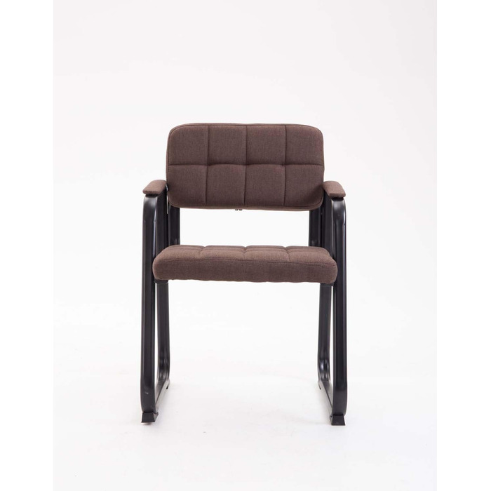 Крісло для відвідувачів Canada B з м'яким сидінням та тканинним покриттям. Зручне крісло для зони очікування з підлокітниками та металевим каркасом, колір: коричневий