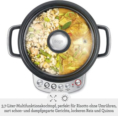 Мультиварка Sage The Risotto Plus: рисоварка, мультикухня, повільна плита, 3.7 л, нержавіюча сталь