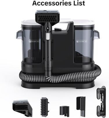 Низькошумовий волого-пилосос 450W для чищення килимів, меблів та авто. Потужність всмоктування 13500Pa, великий бак та довгий кабель. Ідеально для килимів, диванів, меблів, сходин, авто та передпосів. Білий (чорно-білий)