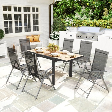Розсувний алюміній Outsunny Garden Table 80/160x80 см Атмосферостійкий балконний стіл Нековзний фуршетний стіл Кемпінговий стіл на 6 осіб Стіл для патіо Відкритий обідній стіл для саду, патіо Балкон з натурального дерева
