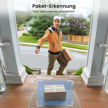 Бездротовий відеодомофон з камерою AOSU 2K HD з PIR-датчиком та детекцією пакунків, сумісний з Alexa