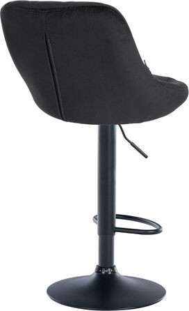 Набір з 2 барних стільців Lazio з велюровим покриттям, обертаються, з підставкою для ніг, регульована висота, чорний колір, металевий каркас