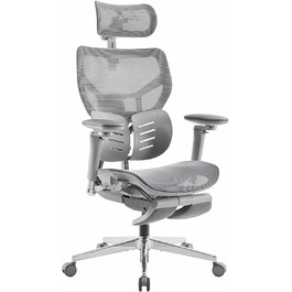 Крісло офісне MUSSO X700 з GlideTrack-підтримкою попереку, 6D-підлокітниками, 4D-підголівником, колісним основанням та підставкою для ніг – інтелектуальний комфорт для роботи, навчання та геймінгу (темно-сірий)