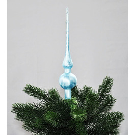 Верхівка на ялинку Джек Різдвяна ялинка мереживо з тюрингського скла 28 см мереживо ручної видувки крижаний лак глянсовий матовий, колір небесно-блакитний крижаний лак