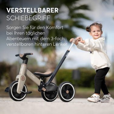 KikkaBoo Flash 5-в-1: Біговел/Триколісний велосипед для дітей від 18 місяців, сталевий каркас, EVA колеса, регульована ручка, сірий