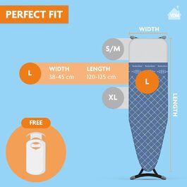Чохол для прасувального столу Comfort 3-шаровий, розмір L, універсальний, 45x125 см, бавовна, синій