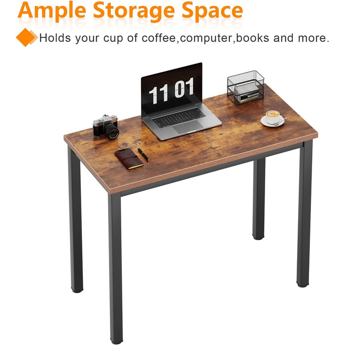 Комп'ютерний стіл SogesHome 120x60x75 см для дому та офісу, робоча станція, стіл для роботи, їжі та конференцій (80x40 см, ретро, чорний)