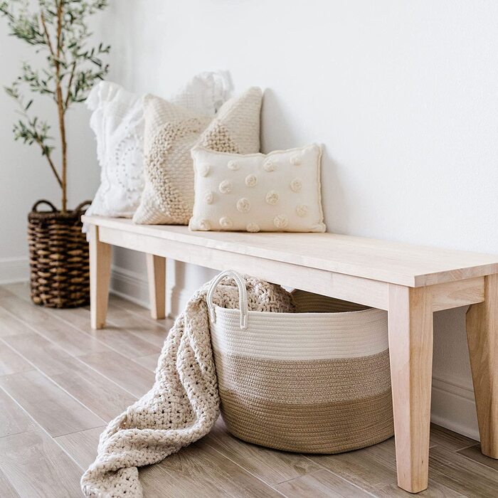 Плетені кошики OrganiHaus: великий кошик для зберігання, плетений кошик для білизни, іграшок, ковдр та подушок (50x33 см, 3 кольори, медовий)