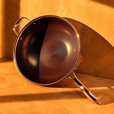 Wok HexClad Hybrid з нержавіючої сталі (30 см) – антипригарне покриття, сумісний з усіма плитами, PFOA free