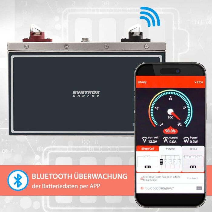 Акумулятор 12,8 В 100 Ач BMS Bluetooth, 4000-15000 циклів, 1280 Втгод, 4 RV