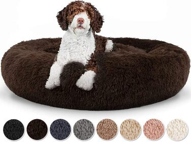 Лежак для собак Yurun, пухнастий диван для собак, чохол знімний, можна прати в пральній машині, лежак для собак-пончик (коричневий, 120x120x20см)