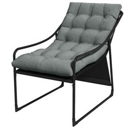 Outsunny Garden Chair Садове крісло з товстою подушкою сидіння, шезлонг з підлокітником вантажопідйомністю до 120 кг, для саду та балкона, сірий