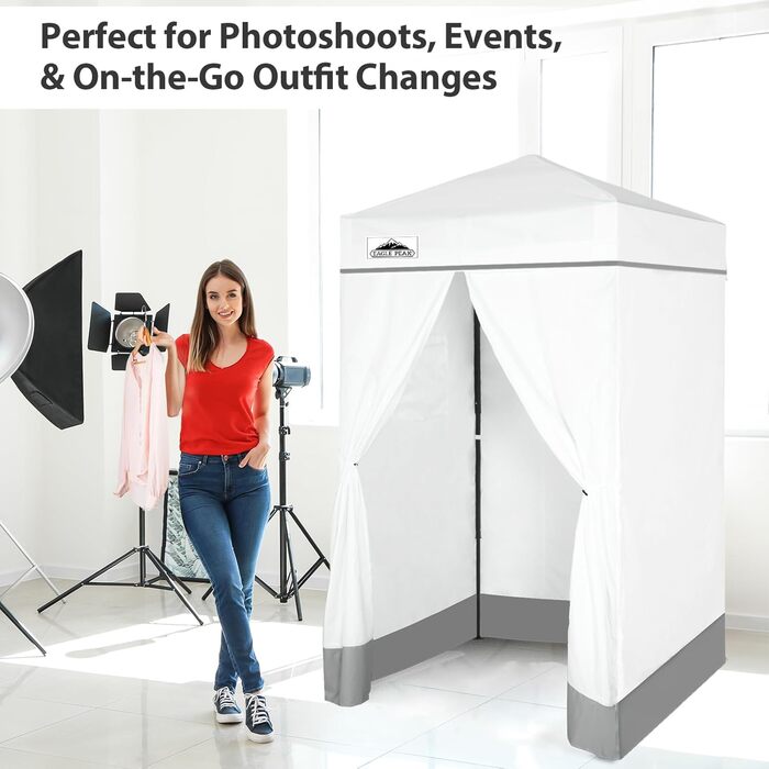 Розкладана переодягальня EAGLE PEAK Flex Ultra Compact - 1.2x1.2 м, біла. Ідеально для басейну, фотосесій та кемпінгу