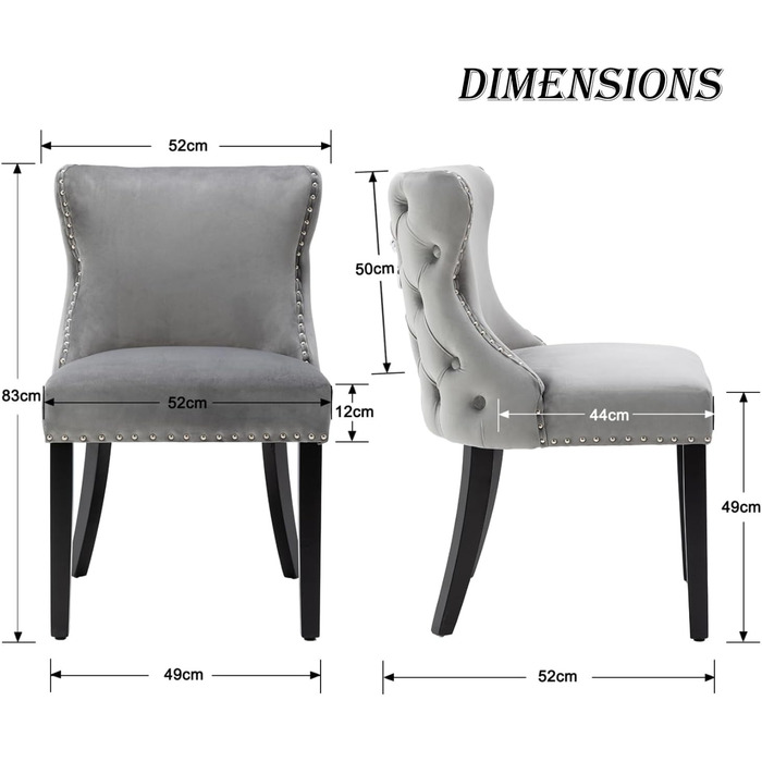 Крісла для їдальні з велюру, комплект 4 шт. - зручні кухонні крісла для вітальні, без підлокітники, на дерев'яних ніжках (Сірий-4)