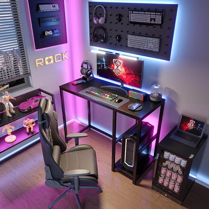 Комп'ютерний стіл WOHOMO білий 100см з місцем для зберігання, стіл для ПК в домашній офіс, білий (60 x 120 см, чорний)