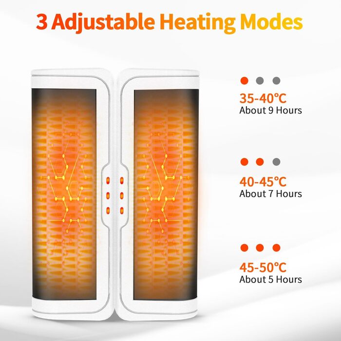 Електричні грілки для рук 2 шт. - USB, багаторазові, 3 режими нагріву, для дітей та жінок (чорний+білий)