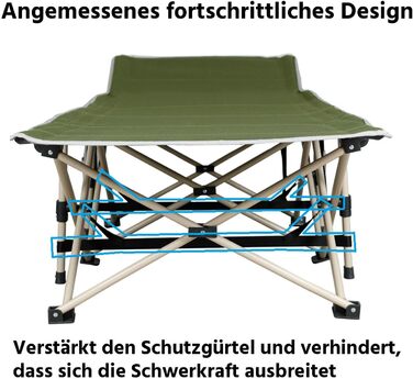 Ліжко для табору Yaheetech Гостьове ліжко Кемпінгове ліжко Ліжко для подорожей складається до 150 кг з транспортною сумкою 186 x 66 x 52 см Зелений