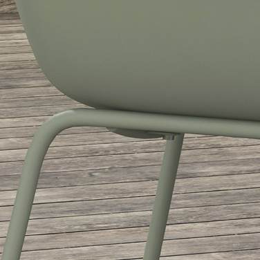 Набір садово-патіо стільців (4 шт.), зі спинкою та підлокітниками, стійкий до погодних умов, витримує до 120 кг, комбінований матеріал (пластик/метал), колір - зелений.