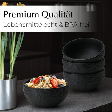 MIAMIO Набір посуду 20 предметів / Сучасний керамічний посуд / Сервіз для 4 осіб - Колекція Oasis (Чорний, 20 шт.) / Чорний посудовий набір (20 шт.)