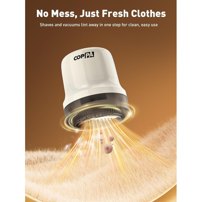Електричний видальник ворсу для одягу та меблів COPPA з 6 лезами та індикатором заряду