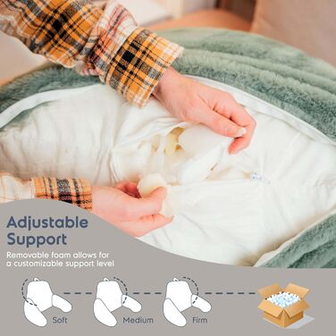 Подушка для читання Nestl Pelz, стильна спинка для сидіння в ліжку, штучне хутро, подушка-стілець з підлокітниками, подушка для читання в ліжку, для дорослих та дітей, спинка для відпочинку в ліжку, салатовий колір, стандартний розмір