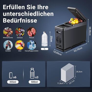 Автомобільний компресорний холодильник AAOBOSI 8л: Електричний охолоджувач для авто, кемпінгу, риболовлі (-20°C/+20°C), 12/24V/230V, USB