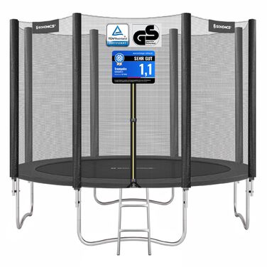 Батут SONGMICS вуличний Ø305 см з захисною сіткою, драбиною та м'якими стійками, чорний