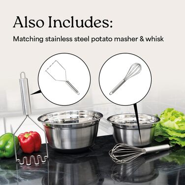 Набір місок для перемішування з нержавіючої сталі WHYSKO | Контейнери для зберігання продуктів, міски для кухні та холодильника | Екологічні, міцні (з чорними кришками)