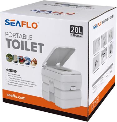 Інноваційна портативна інжекторна туалет Seaflo LIGHTEU 4.75 Gallonen для кемпінгу, дому, трейлера