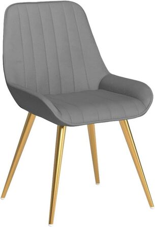 Набір з 4-х обідніх стільців Lestarain, для кухні, вітальні, їдальні, в стилі ретро, м'яке сидіння, металеві ніжки, до 150 кг, (велюр, світло-сірий)
