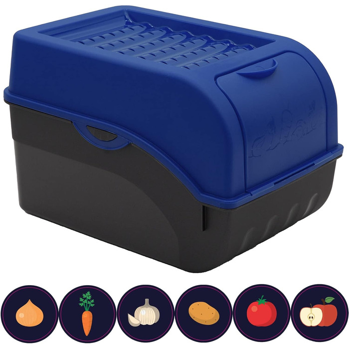 ARTECSIS Коробка для зберігання картоплі, білий колір, набір 2 шт. | Організатор для овочів з кришкою, 4 кг, з наліпками