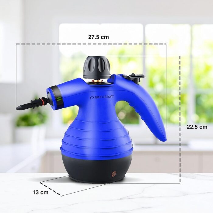 Портативний пароочисник Comforday: видаляє жир, плями з меблів, кухні та авто. З 9 насадками для чищення.