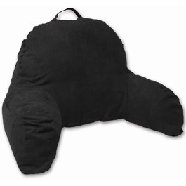 Підголовник для ліжка Deluxe Comfort з мікросуєду - м'яке крісло для читання та відпочинку з підлокітниками, чорний