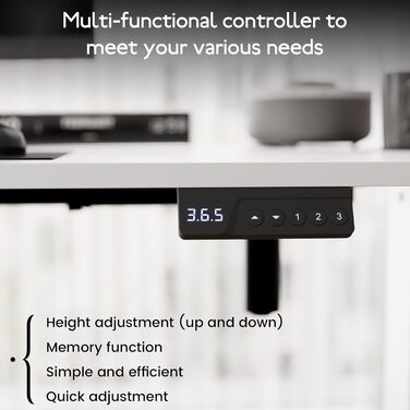 Електричний стіл з регулюванням висоти 60x110 см, з пам'яттю та захистом від зіткнень, для офісу, дому та геймінгу (білий)