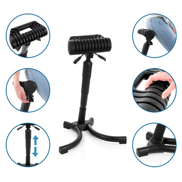 Крісло для роботи TOP WORK 33 PU чорного кольору з пінопластовим наповнювачем, металевим каркасом та регульованою висотою. hjh OFFICE