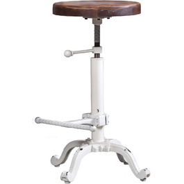 Табурет-стілець у стилі ретро/вінтаж від Topower: дерев'яний, поворотний, регульована висота, для кухні (античний білий)
