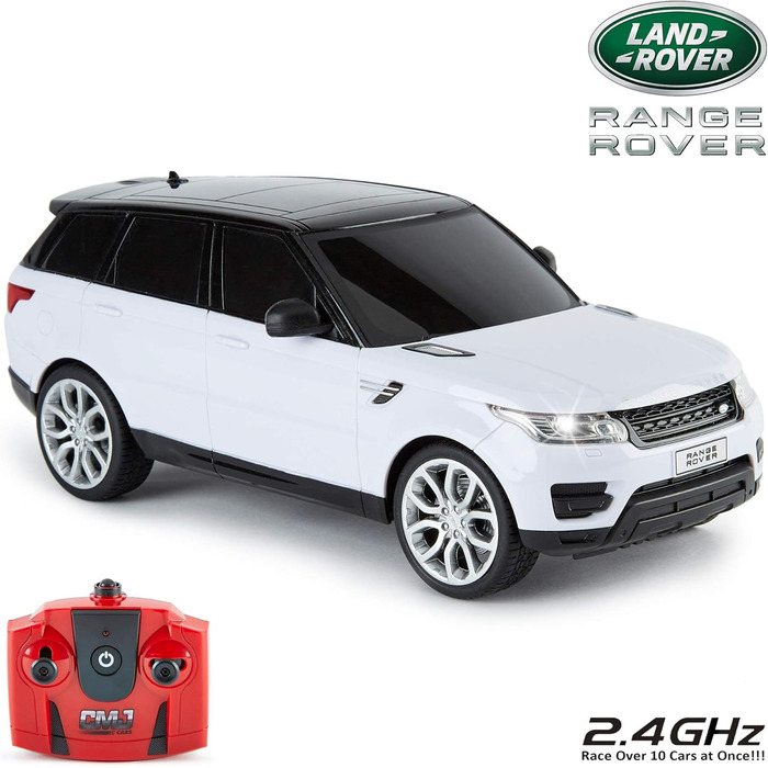 Радіокерований автомобіль CMJ Range Rover Sport 1:18, білий, 2.4 GHz, з робочими фарами, офіційна ліцензія